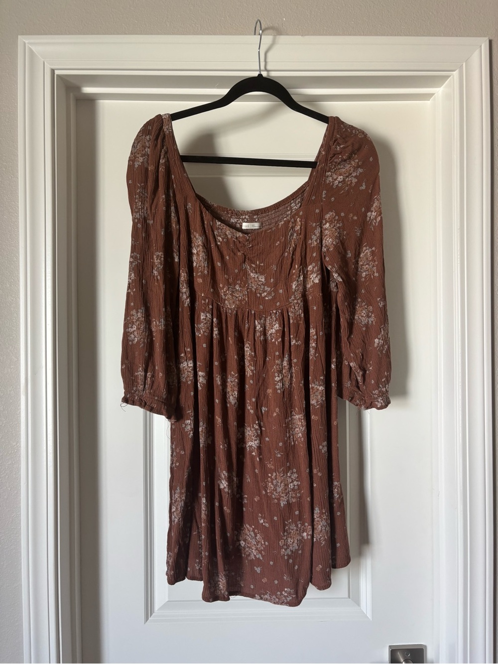 Boho Rust Floral Midi Dress